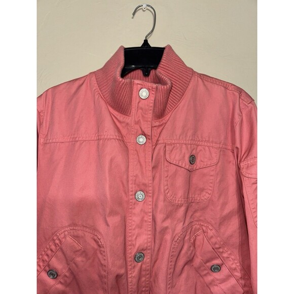 GAP Pink Bomber Stadium Snap Front Women's Jacket‎ Size XL Snaps & Pockets - Picture 5 of 11